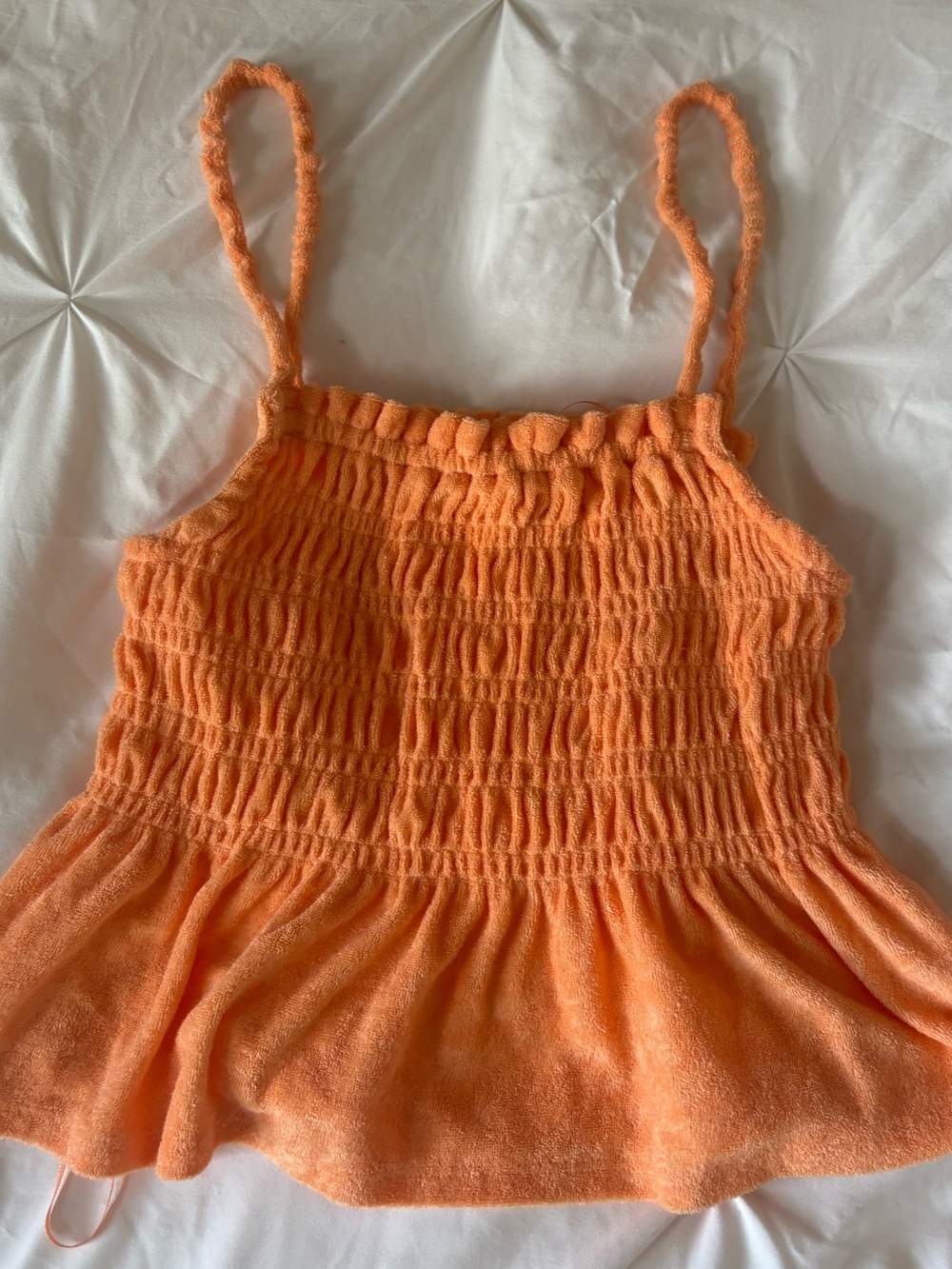 SO Orange Smocked Terry Cami with Braided Straps